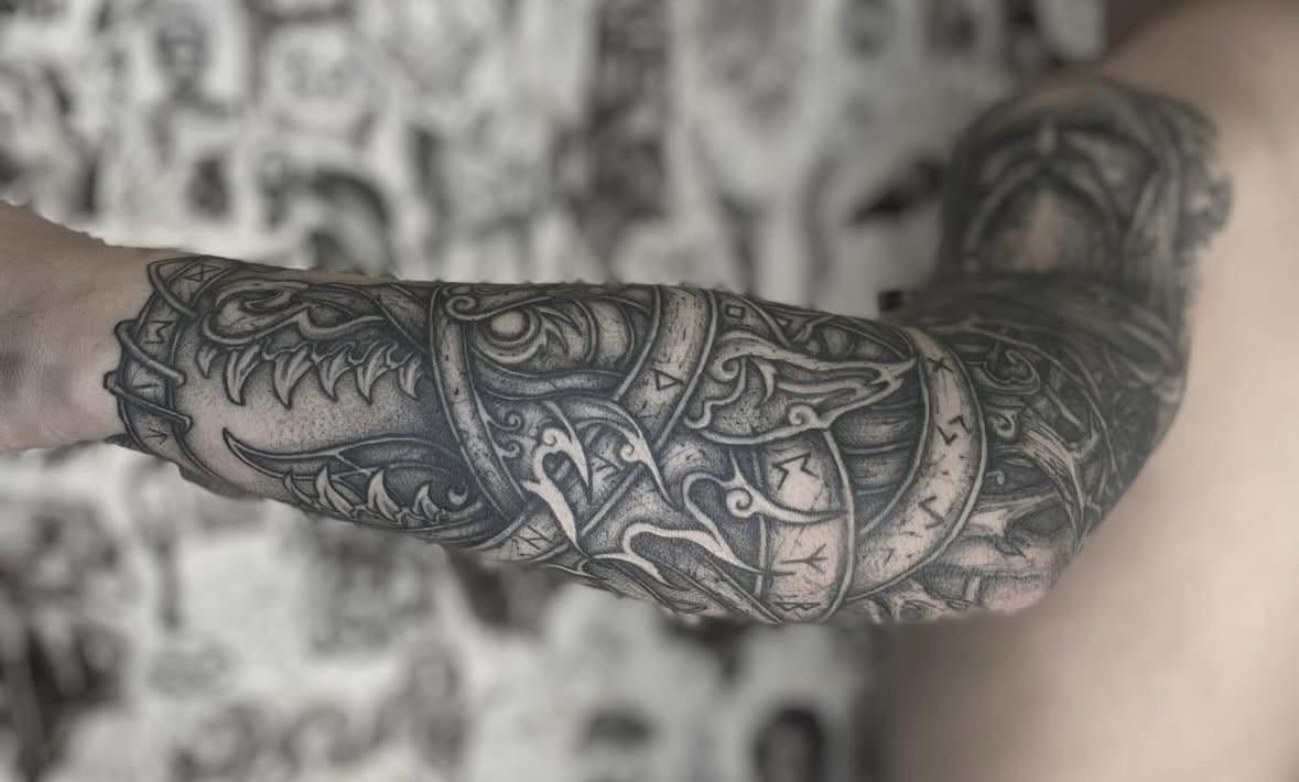 Photo of the tattoo titled Nordic Mythology Sleeve