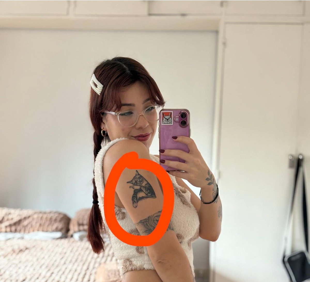 Photo of the tattoo titled Drunk Cat Tattoo Mishap