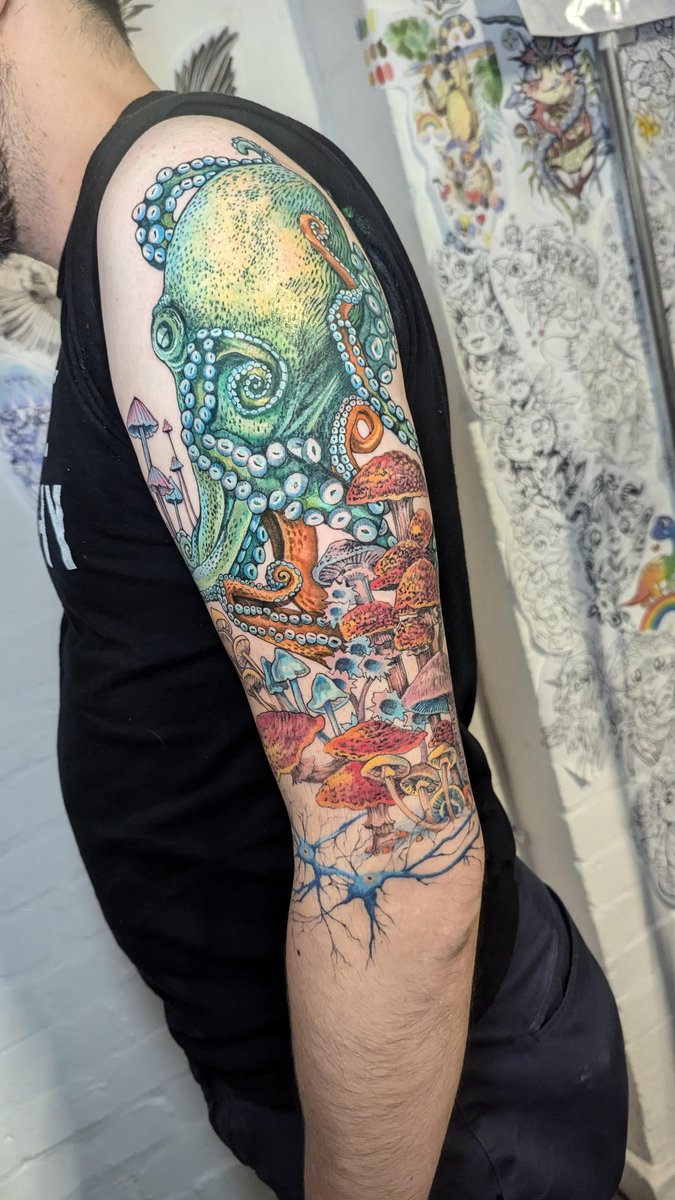 Photo of the tattoo titled Octopus and Healed Mushrooms