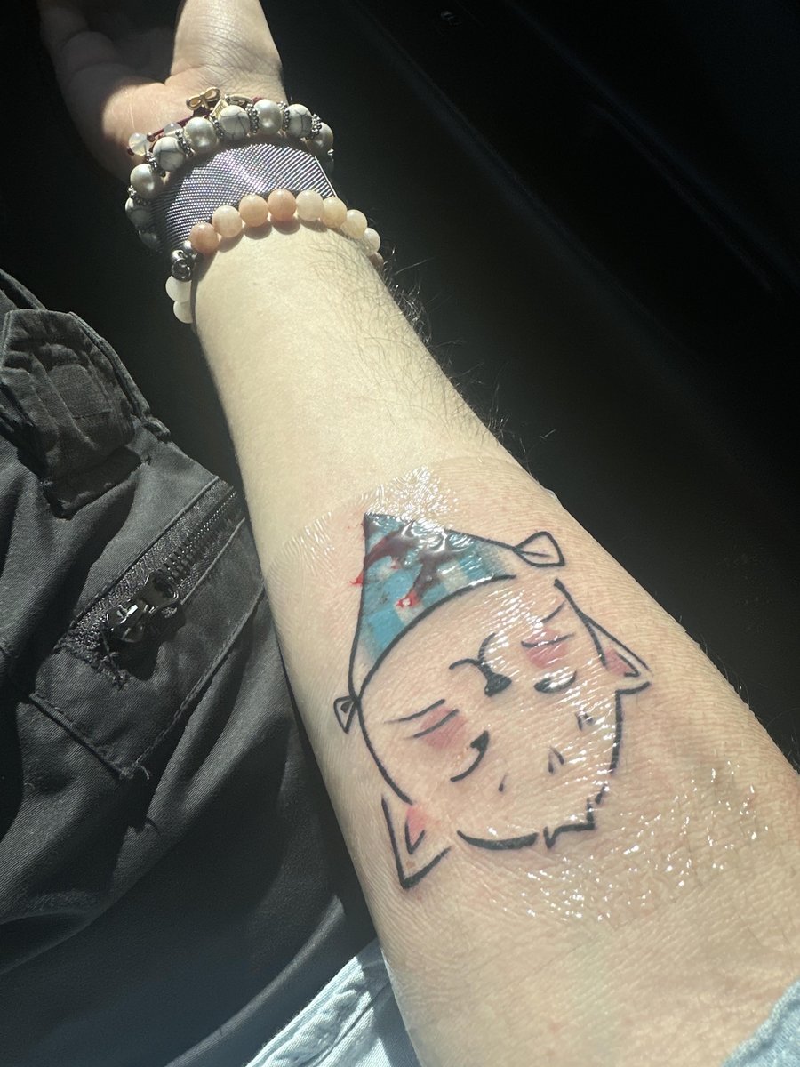 Photo of the tattoo titled Friendship Across Continents Cat