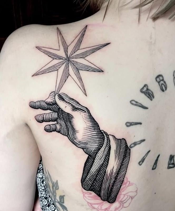 Photo of the tattoo titled Warsaw Cityscape Reflection