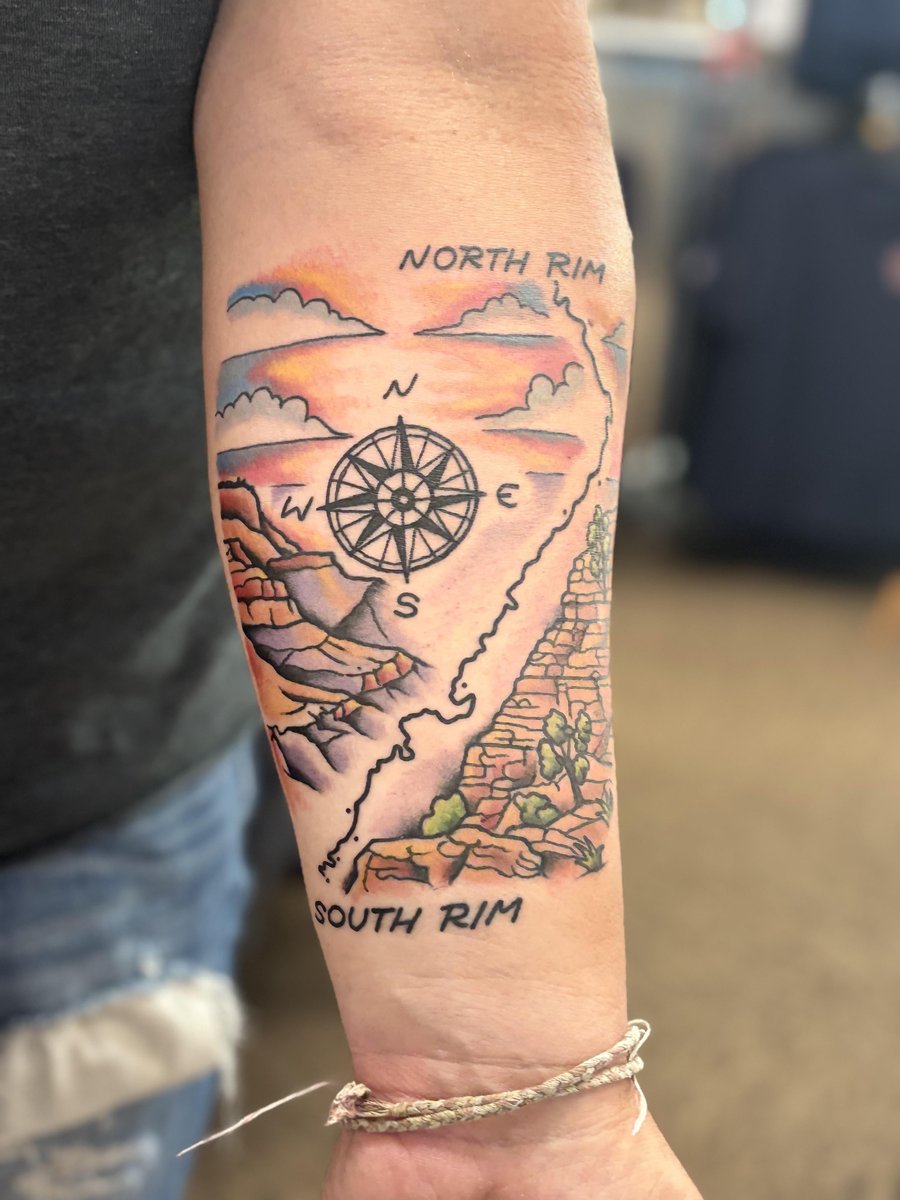 Photo of the tattoo titled Grand Canyon Hike Commemoration Tattoo