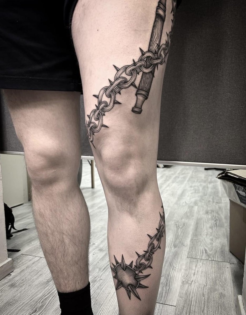 Photo of the tattoo titled Intricate Flail Leg Sleeve