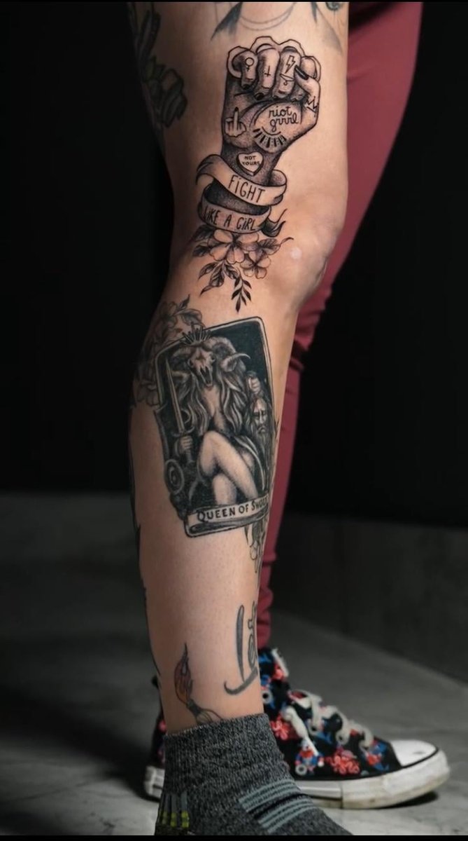 Photo of the tattoo titled Bold Blackwork Leg Piece