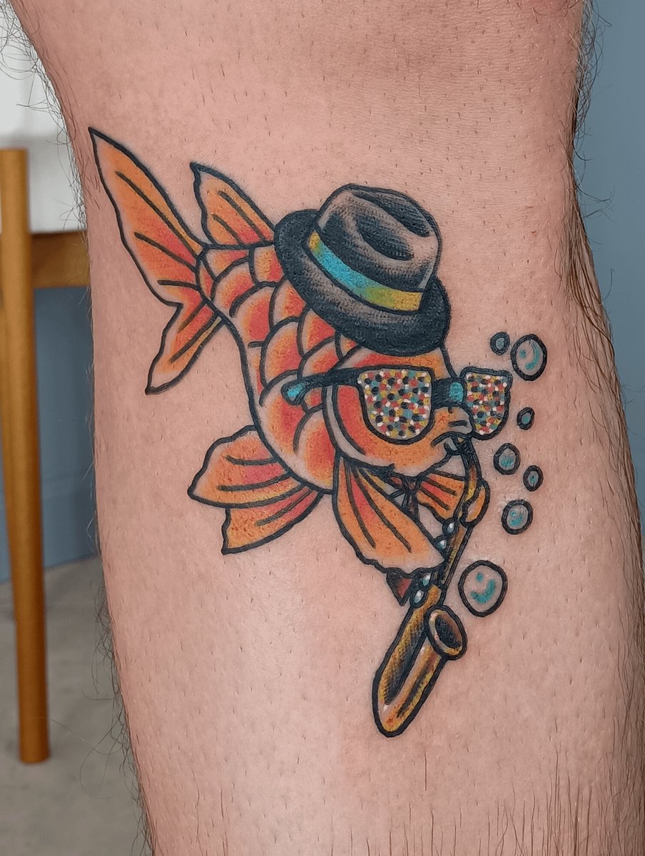 Photo of the tattoo titled Jazz Fish inspired by music