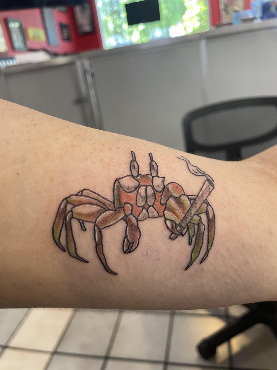 Photo of the tattoo titled My First 4/20 Crab Tattoo