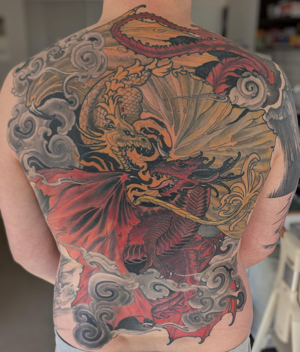 Photo of the tattoo titled Fighting Dragons: A Seven-Session Saga