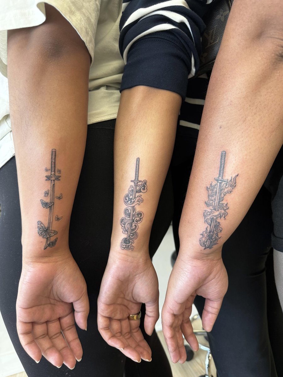 Photo of the tattoo titled Childhood Friends' Demon Slayer Trio