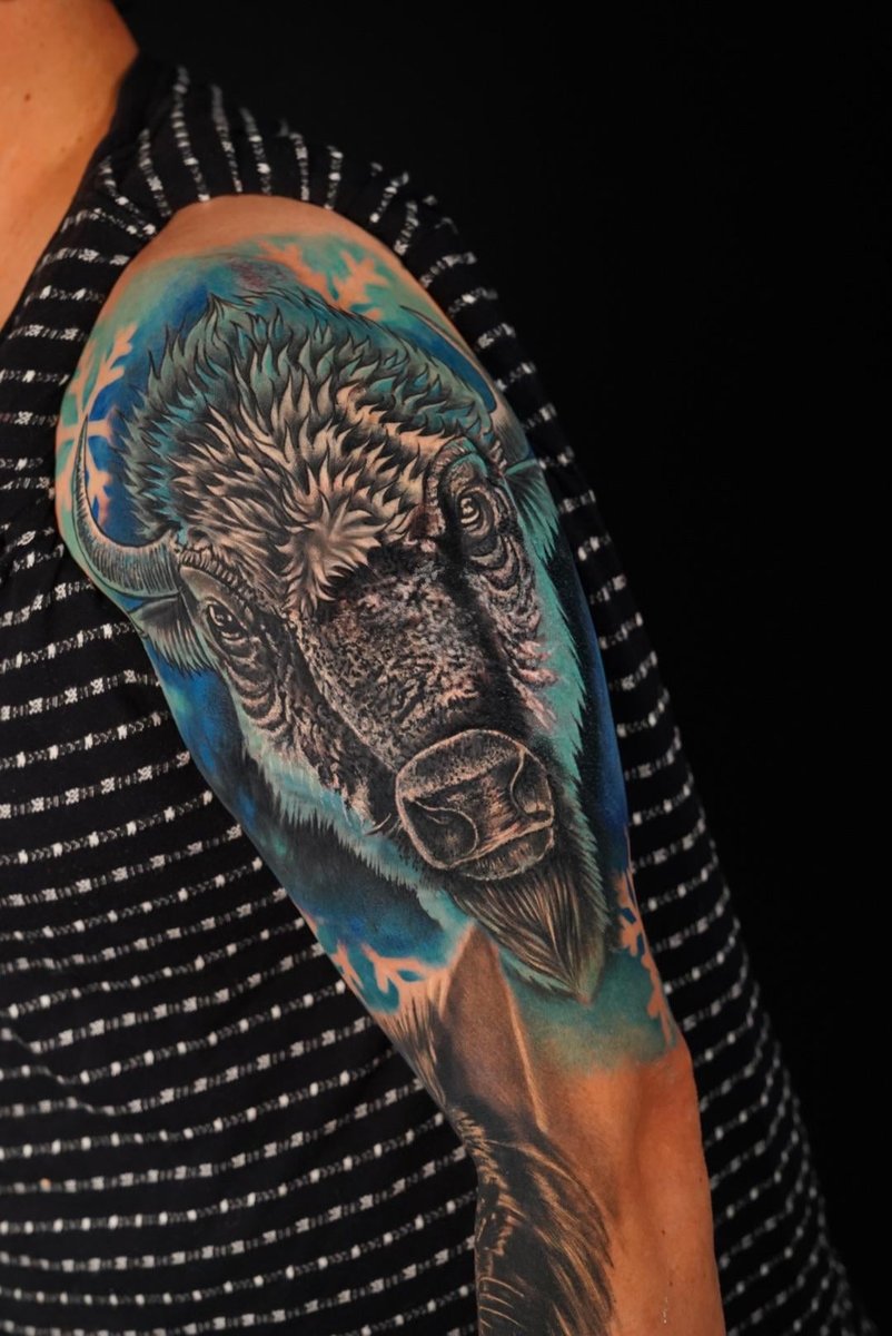 Photo of the tattoo titled Bison Cover-up Transformation