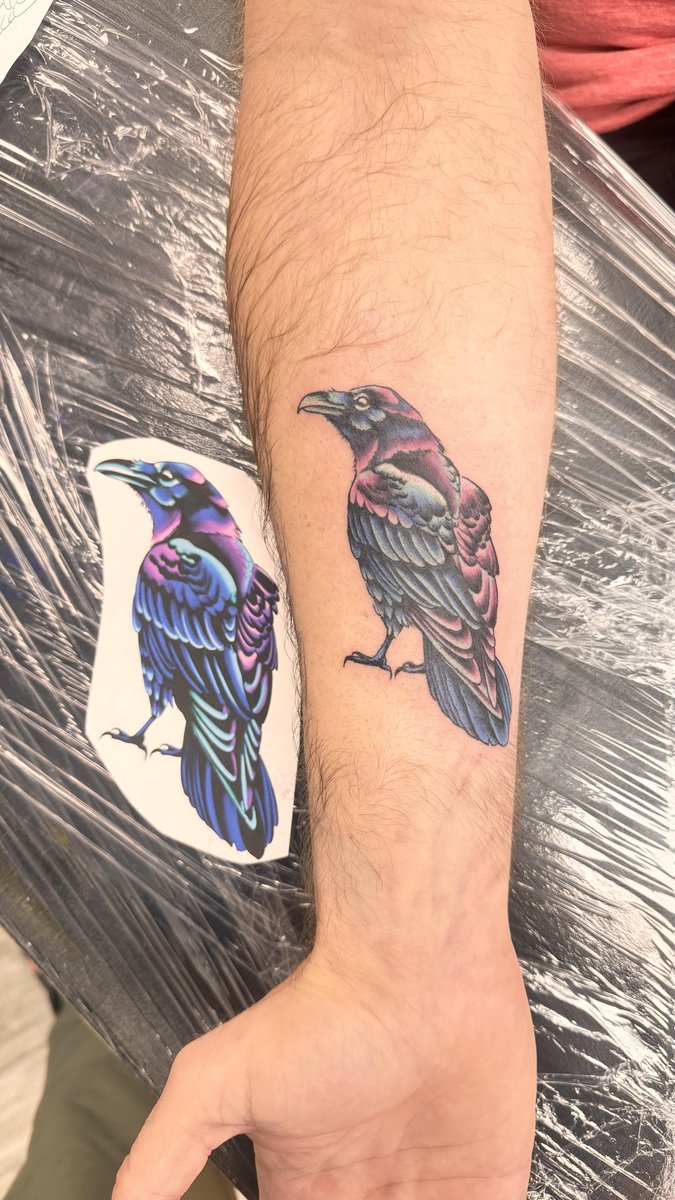 Photo of the tattoo titled Iridescent Crow's First Reveal