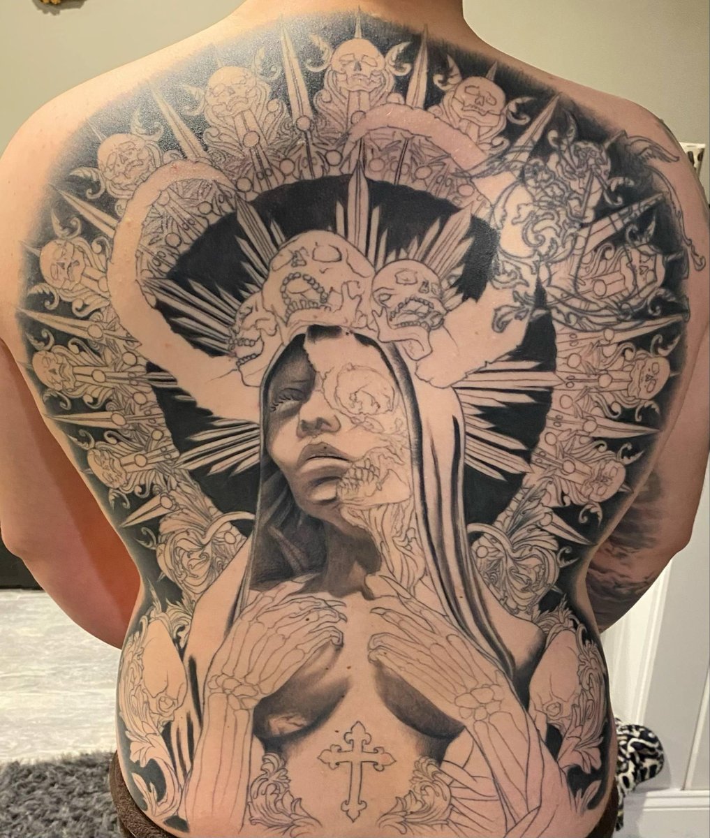 Photo of the tattoo titled Atomic Robot Back Piece Cover-Up